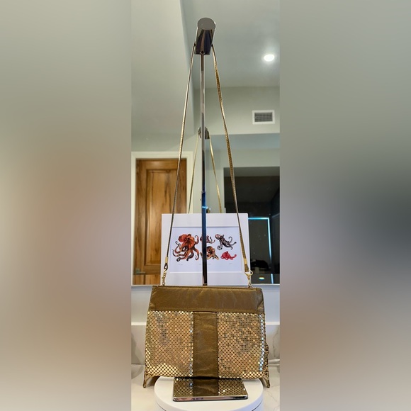 VTG - “Another Y&S Original” - Gold Mesh & Leather - Evening Bag - VGUC - Picture 8 of 17